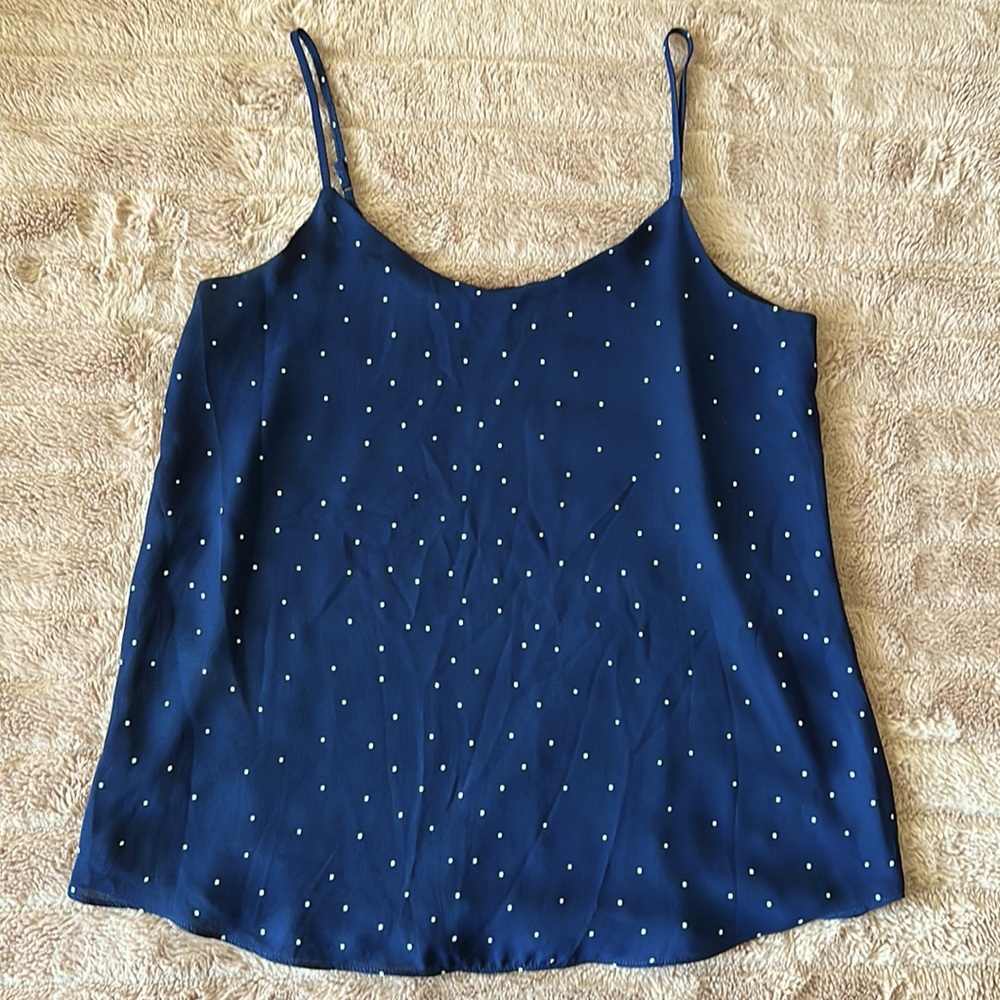 Navy & white polka dot tank